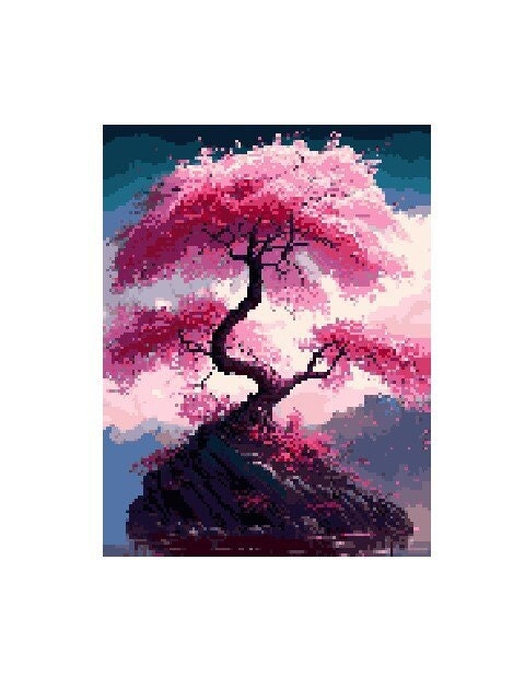 JAPANESE CHERRY TREE, graphic for Fm crochet blanket