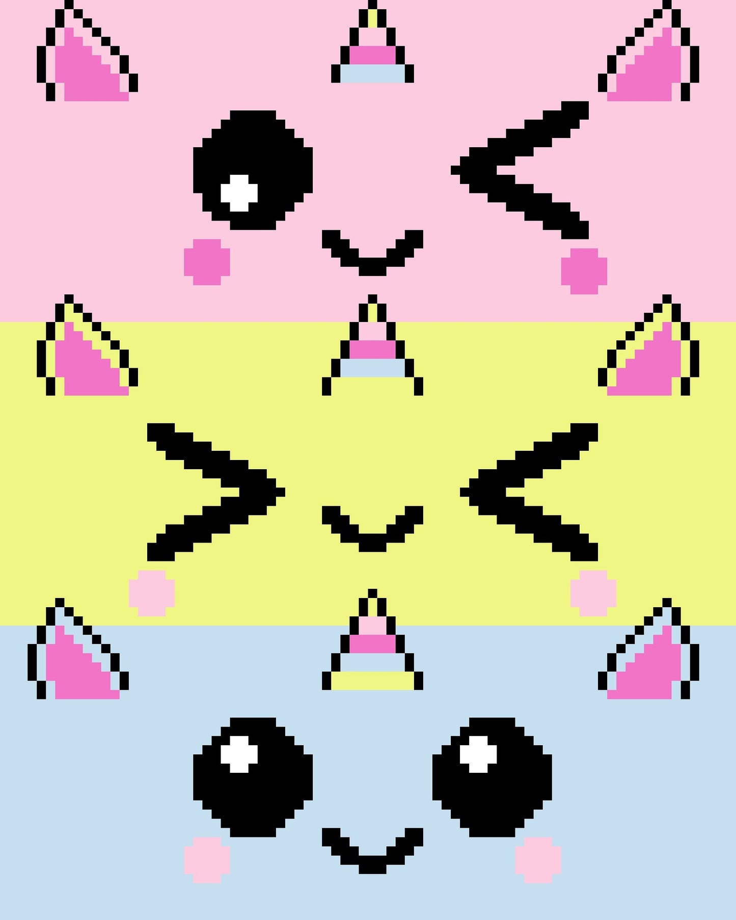 3 liTTle uniCorns, Häkelmuster, Grafik für C2C, Häkeldecke Ecke zu Ecke, mit Anleitung