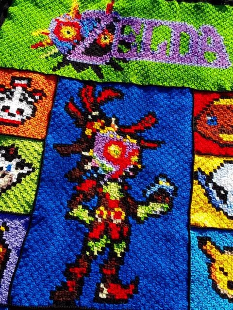 MAJORAS MASK of The Legend of Zelda inspirierte Decke, Häkelmuster, Grafik für C2C, Häkeldecke Ecke zu Ecke, mit geschriebener Anleitung