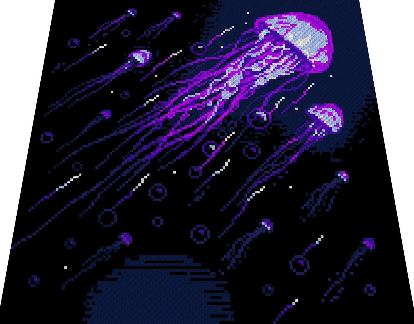 QUALLEN - JELLYFISH, Grafik für C2C Häkeldecke