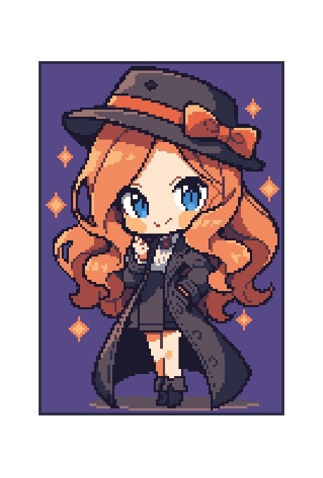 LITTLE DETECTIVE GIRL, Grafik für C2C, mini c2c Häkeldecke
