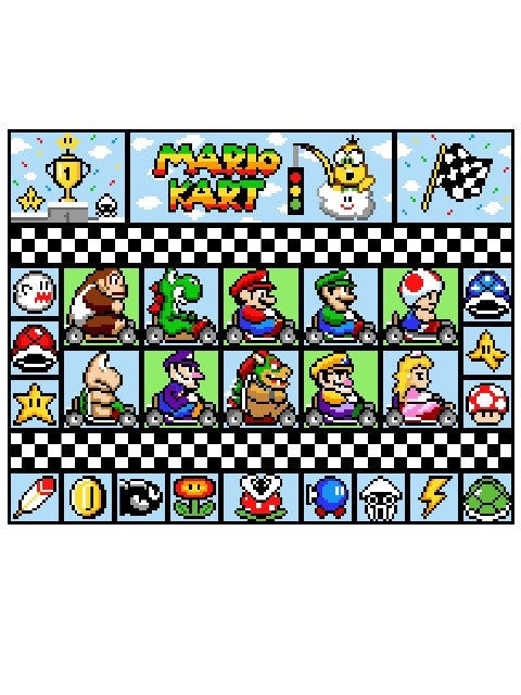 EXTANSiON Pack 2 - MARiO KART- XXL Decke - Super Mario inspirierte XL-Decke, Häkelmuster, Grafik für c2c, Häkeldecke Super Mario, Gamerdecke