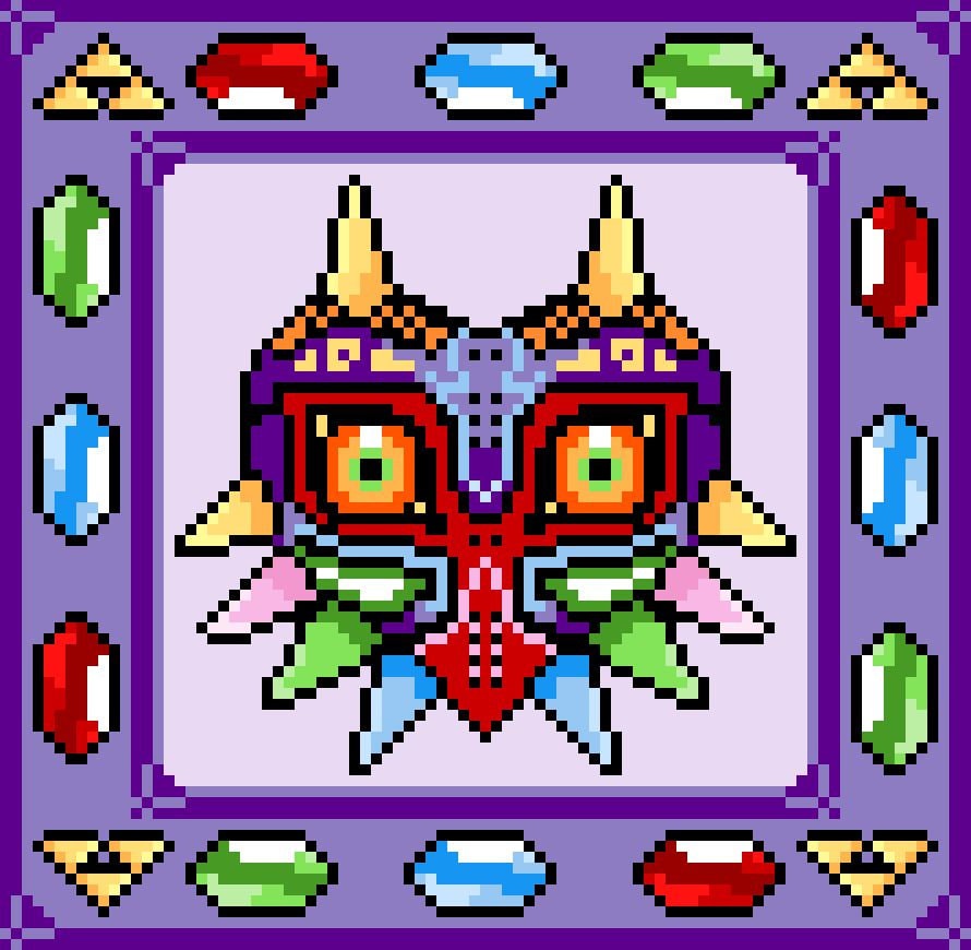 MAJORAS MASK inspiriertes Häkelmuster, Grafik für Fm, Häkeldecke feste Maschen, tunesisch, Stäbchen, geschr & Farb-Block Anleitung