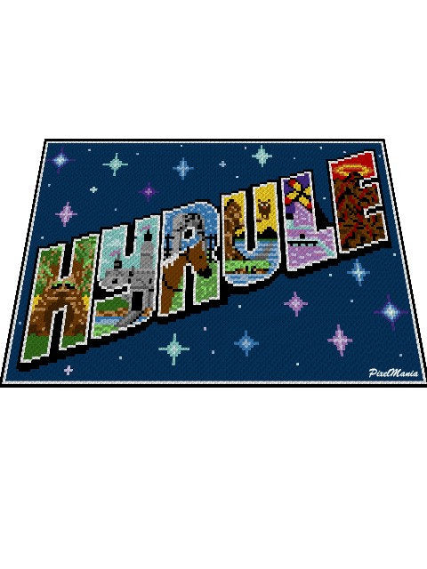 HYRULE - The Legend of Zelda inspirierte Decke, Häkelmuster, Grafik für C2C, Häkeldecke Ecke zu Ecke, mit geschriebener Anleitung