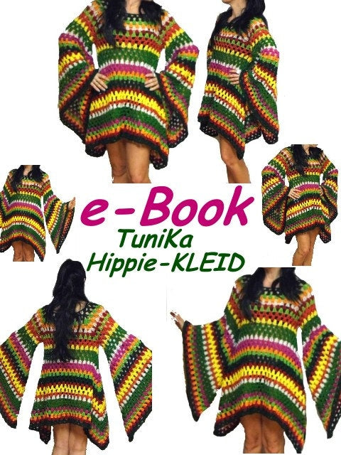 e-Book * hiPPie KLEID - TUNIKA * Häkelanleitung, pdf-Datei, HäkelKLEID, Granny Square,