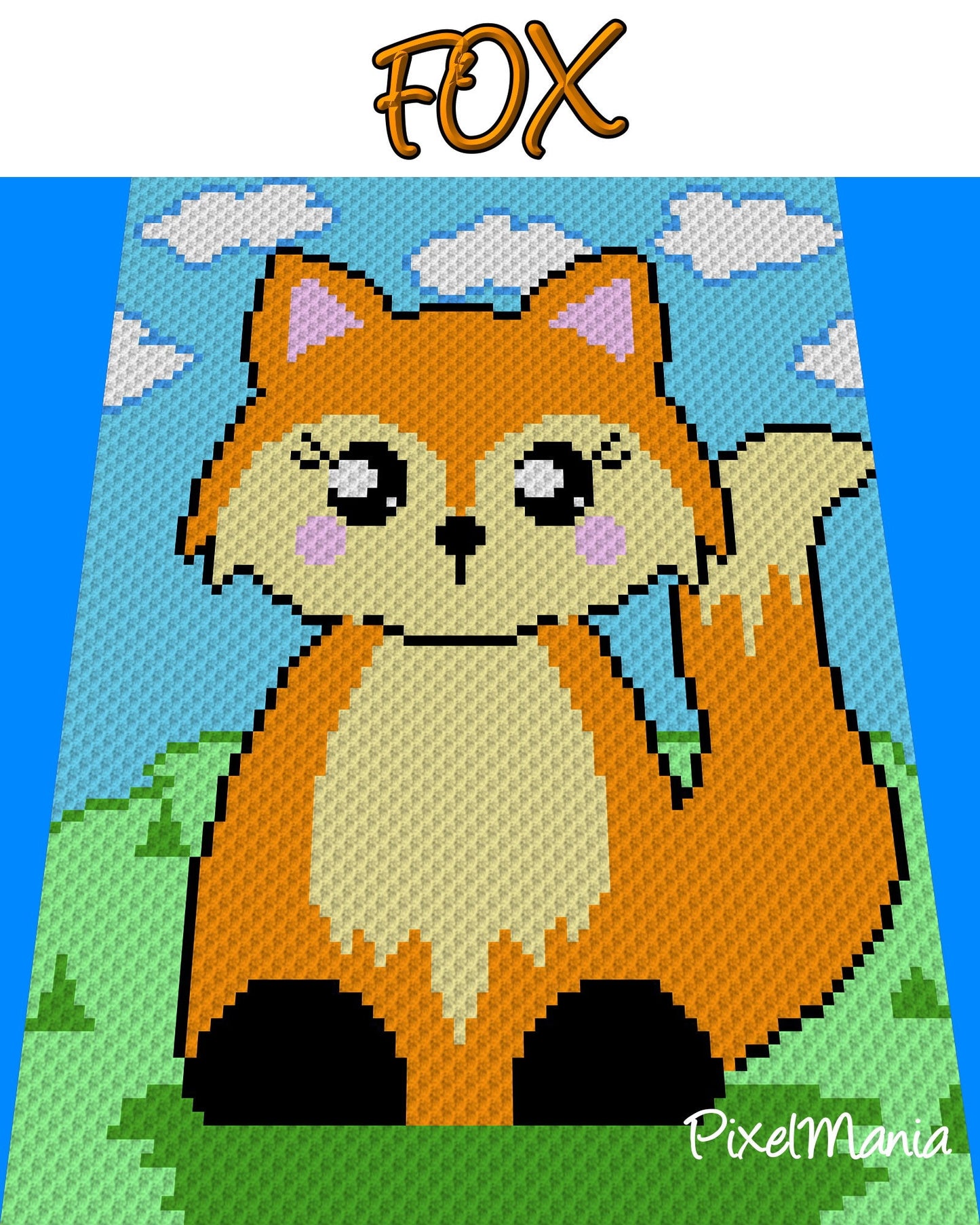 FUCHS - FoX, Häkelmuster, Grafik für C2C, Häkeldecke Ecke zu Ecke, mit geschriebener & Farb-Block Anleitung