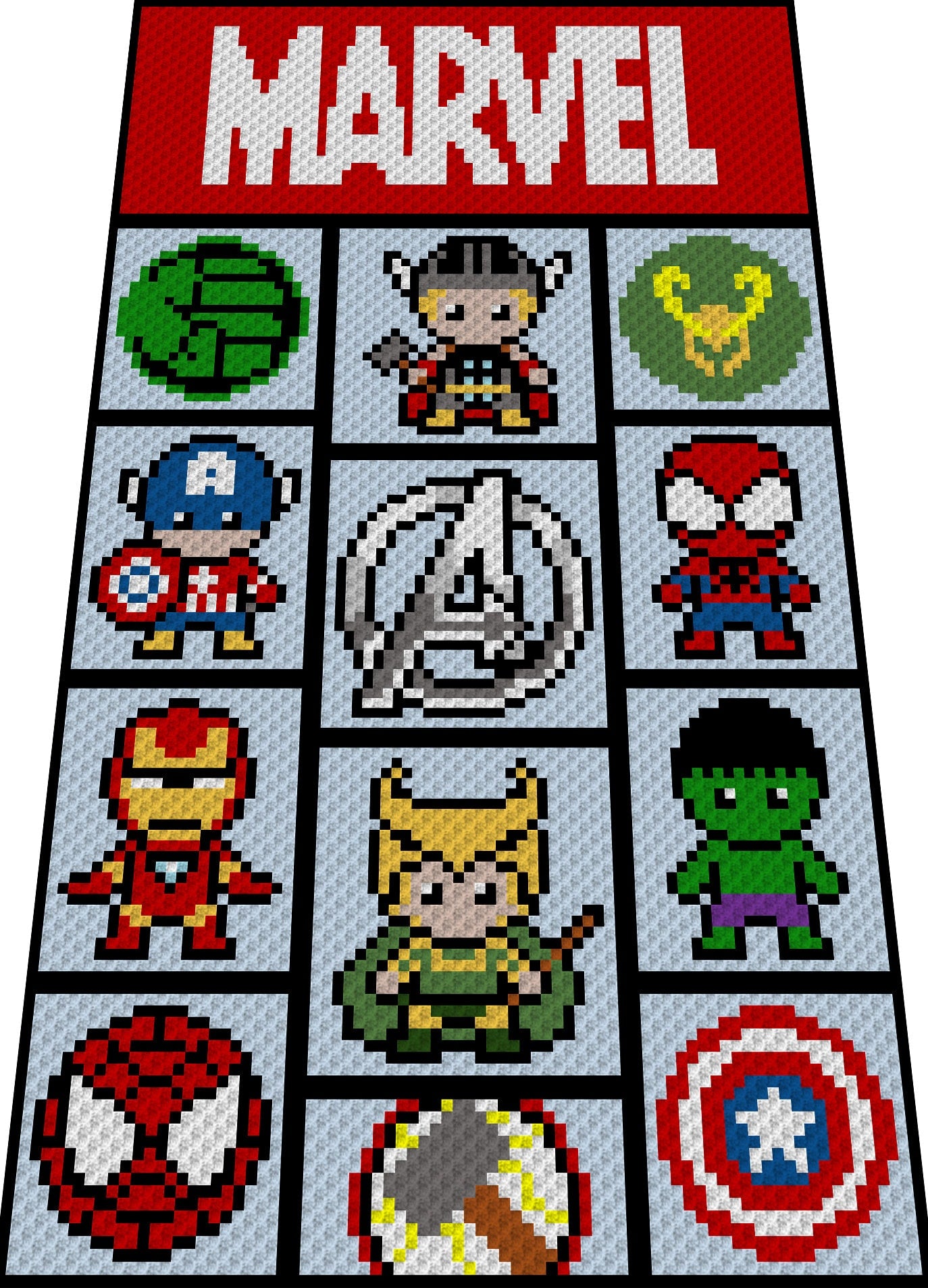 AVENGERS - c2c crochet pattern