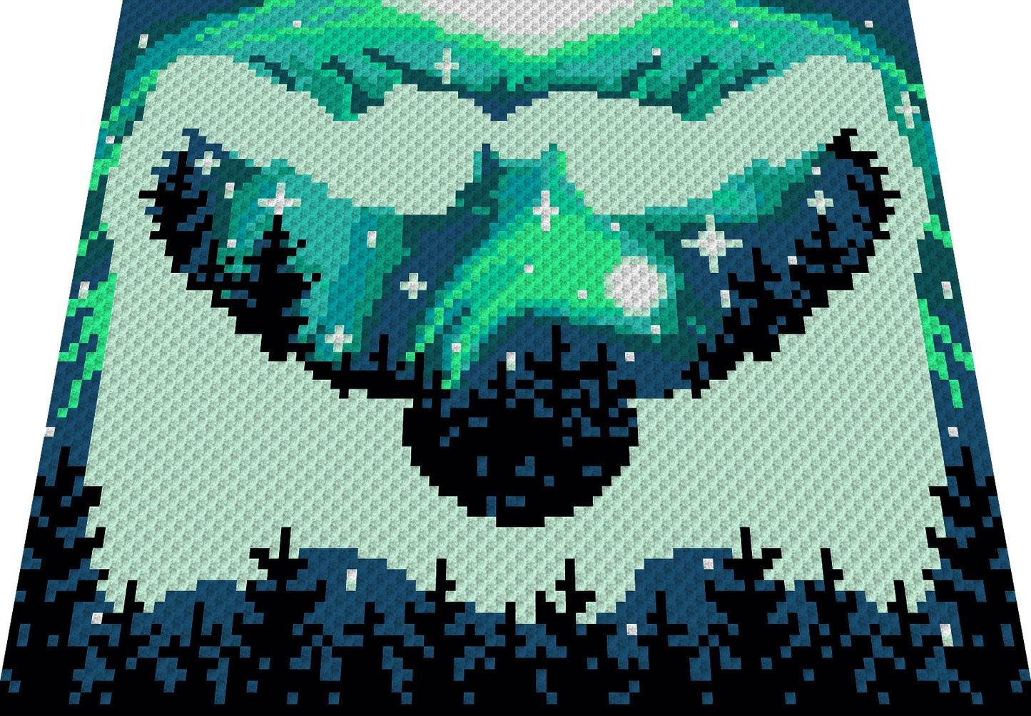 OWL SILHOUETTE - green, graphic for Fm crochet blanket, with written & color block instructions for owl blanket, animal motif