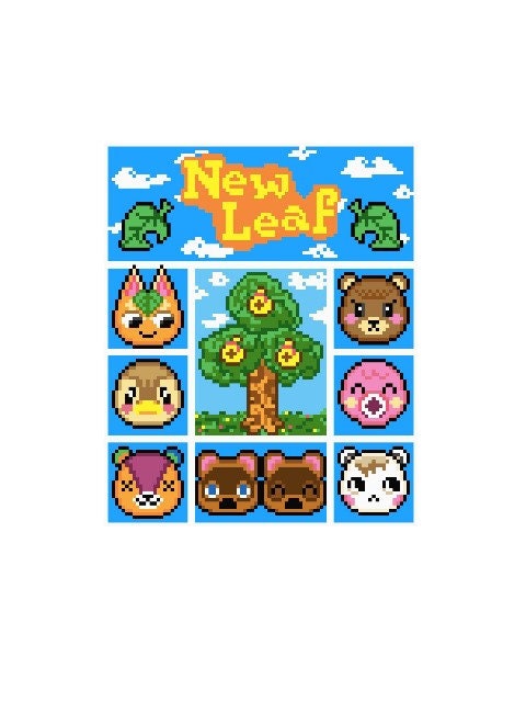 ANIMAL CROSSING - New Leaf inspired blanket, crochet pattern, graphic for C2C, crochet blanket corner to corner, with written instructions