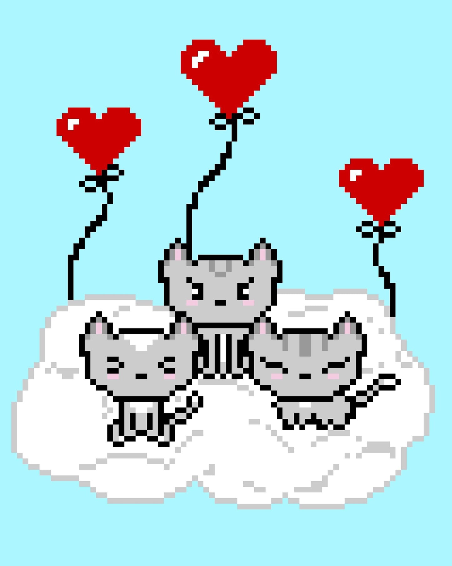 3 liTTle CatS häkeln Diagramm Grafik(c2c, mini c2c, sc, hdc, dc, tss), Kreuzstich, stricken; PDF, schriftl. Angaben & Farb-Block-Anweisungen