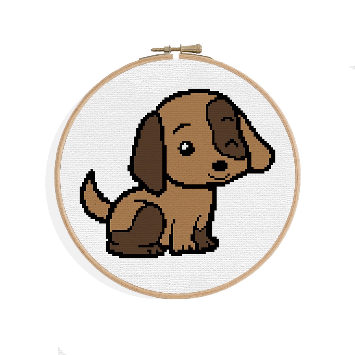 Hund - Puppy modernes KREUZSTICH MUSTER - Tierbild, Hundestickbild, Welpe