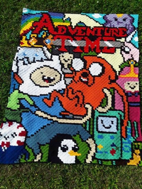 Adventure Time dOOdle inspirierte Decke, Häkelmuster, Grafik für C2C, Häkeldecke Ecke zu Ecke, mit geschriebener Anleitung