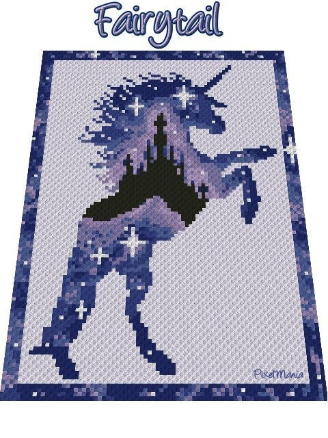 FAIRYTAIL -Grafik für C2C, Häkeldecke Ecke zu Ecke, mit geschriebener & Farb-Block Anleitung