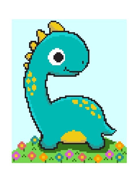 DINO DIPPY - Langhals, Häkelmuster, Grafik für C2C, Häkeldecke Ecke zu Ecke, mit geschriebener & Farb-Block Anleitung