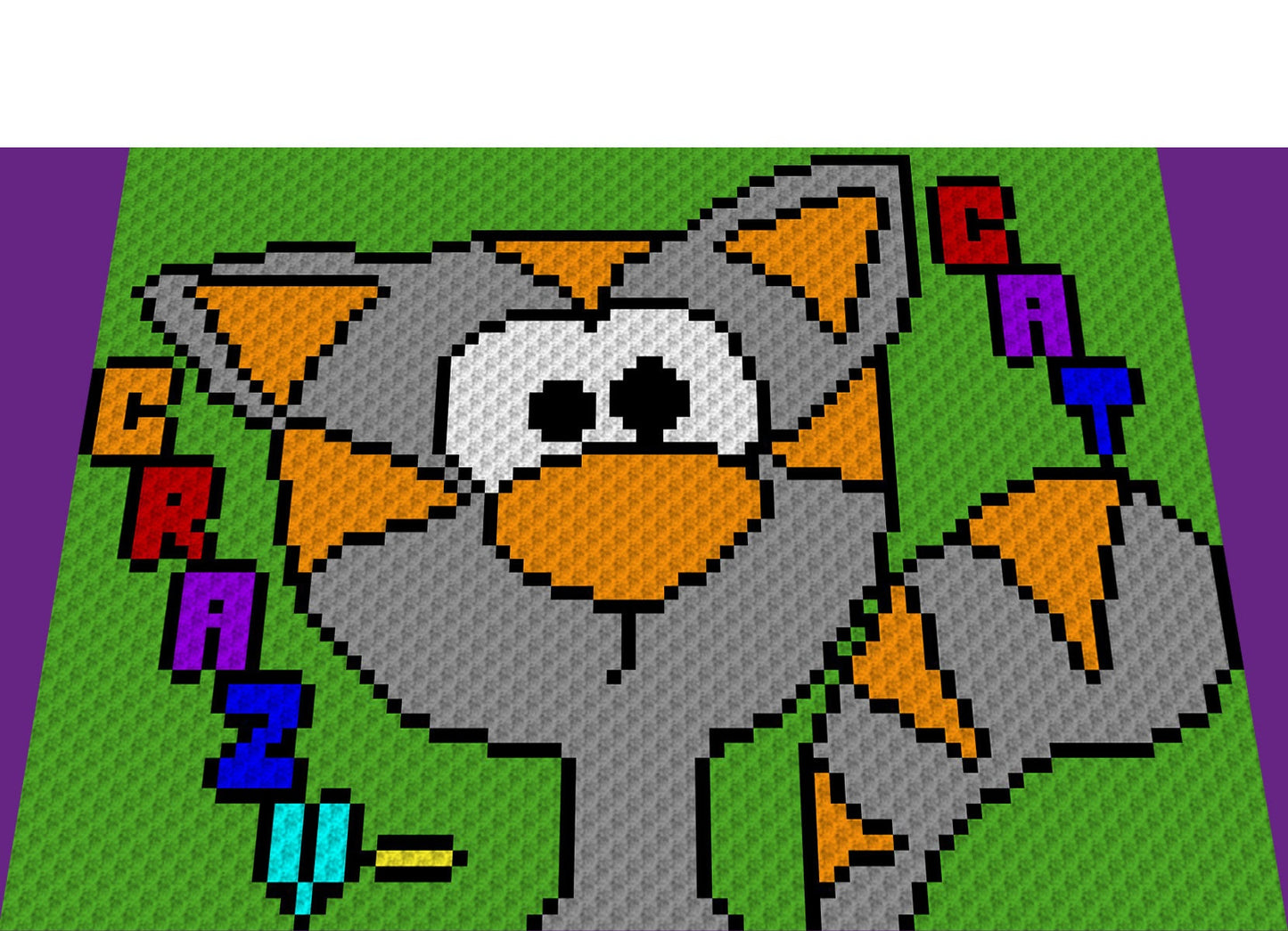 CrazY CaT, Häkelmuster, Grafik für C2C, Häkeldecke Ecke zu Ecke, mit Anleitung - Zeile für Zeile & Farbblöcke