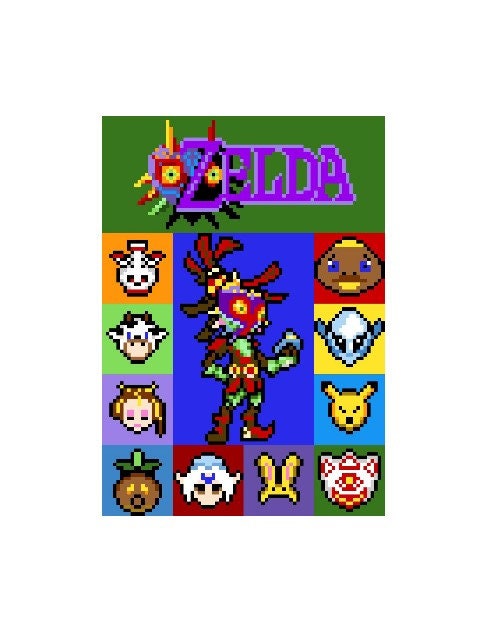 MAJORAS MASK of The Legend of Zelda inspired blanket, crochet pattern, graphic for C2C, crochet blanket corner to corner, with written instructions