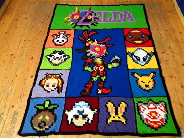 MAJORAS MASK of The Legend of Zelda inspirierte Decke, Häkelmuster, Grafik für C2C, Häkeldecke Ecke zu Ecke, mit geschriebener Anleitung