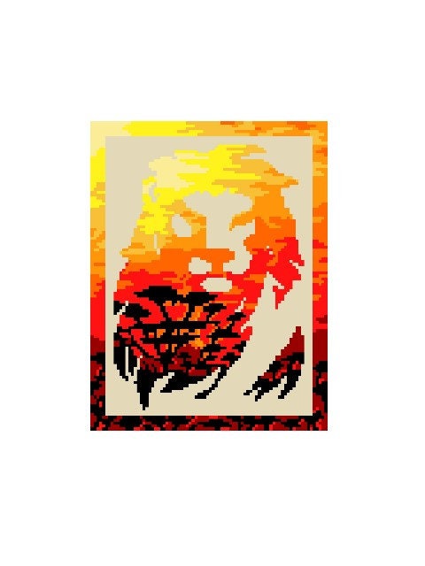LÖWE - Grafik für C2C, Häkeldecke Ecke zu Ecke, mit geschriebener & Farb-Block Anleitung, Löwenkopf Silhouette