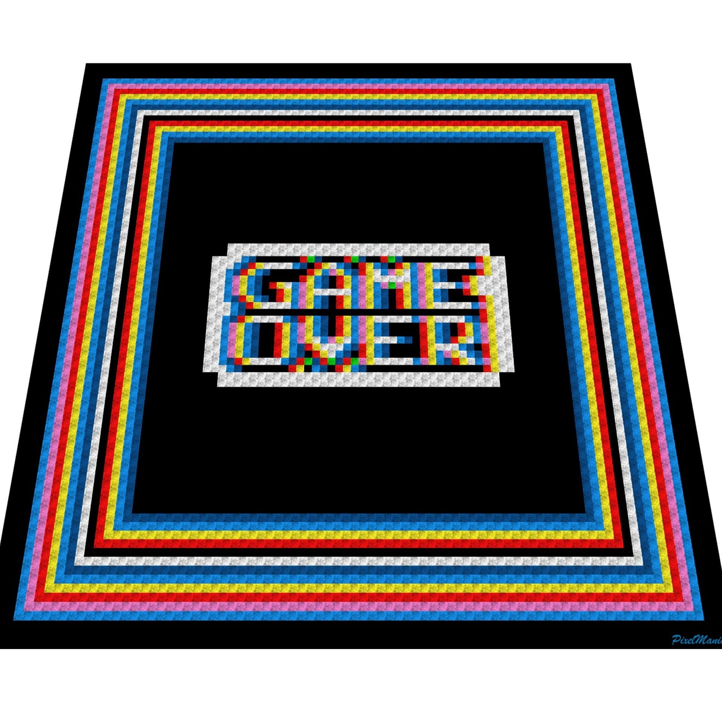 GAME OVER - Häkelmuster, Grafik für C2C, Häkeldecke Ecke zu Ecke, mit geschriebener & Farb-Block Anleitung