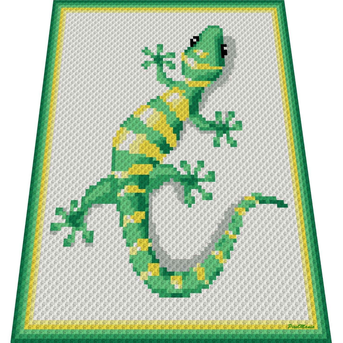 GECKO - Häkelmuster, Grafik für C2C, Häkeldecke Ecke zu Ecke, mit geschriebener & Farb-Block Anleitung