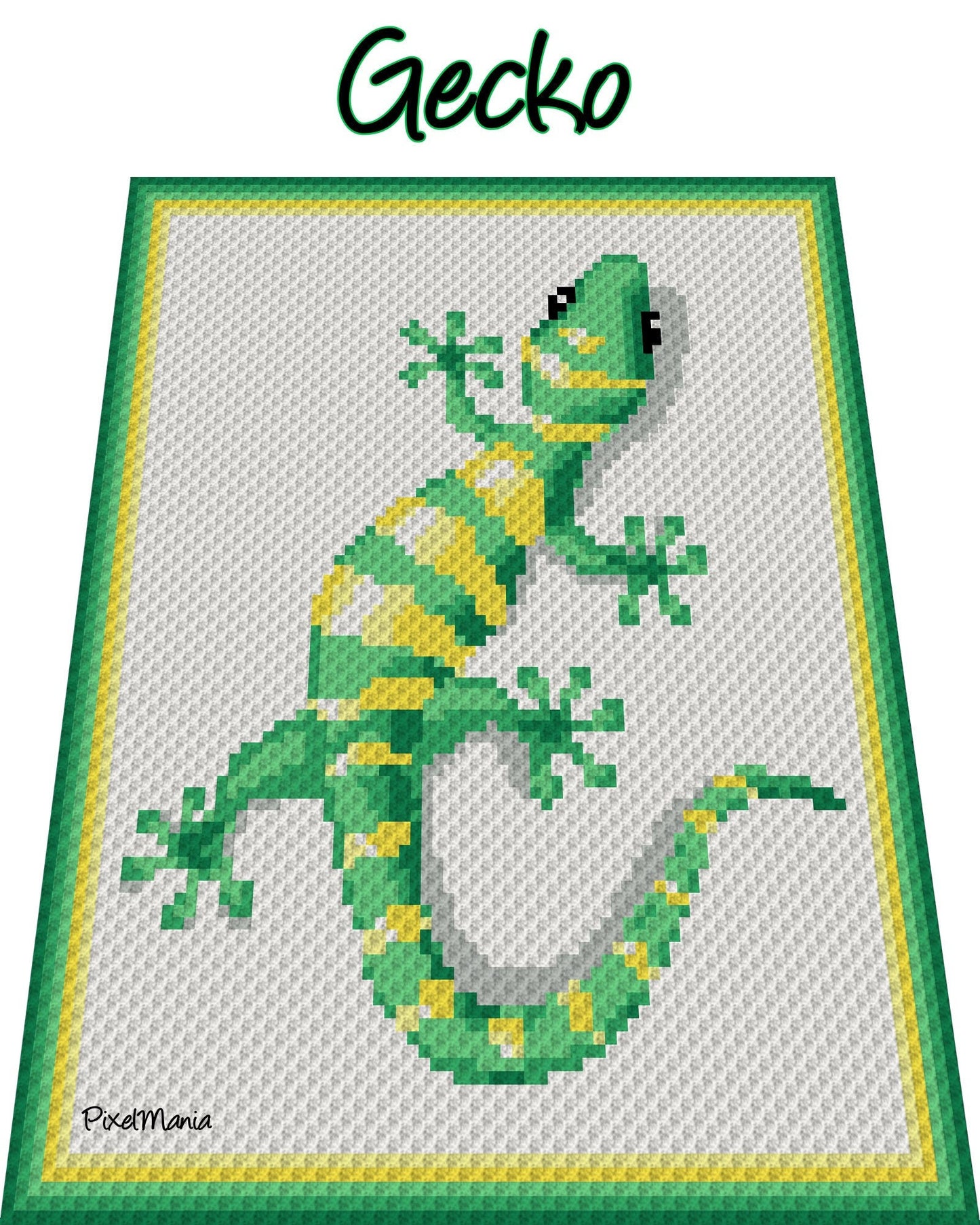 GECKO - Häkelmuster, Grafik für C2C, Häkeldecke Ecke zu Ecke, mit geschriebener & Farb-Block Anleitung