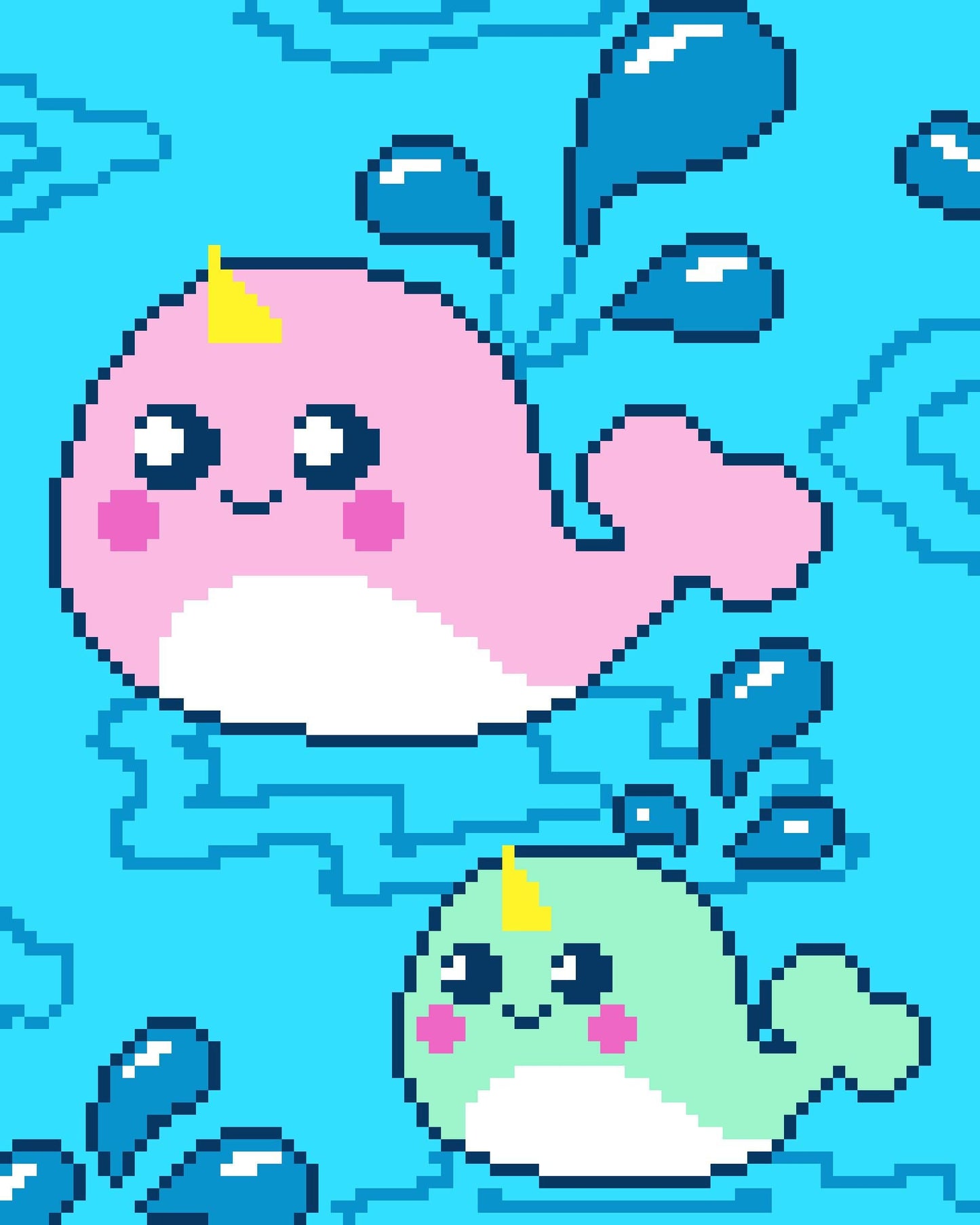 UniCorN WhaleS, Häkelmuster, Grafik für C2C, Häkeldecke Ecke zu Ecke, mit geschriebener & Farb-Block Anleitung