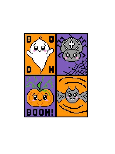 HAPPY HALLOWEEN, Häkelmuster, Grafik für C2C, Häkeldecke Ecke zu Ecke, mit geschriebener Anleitung