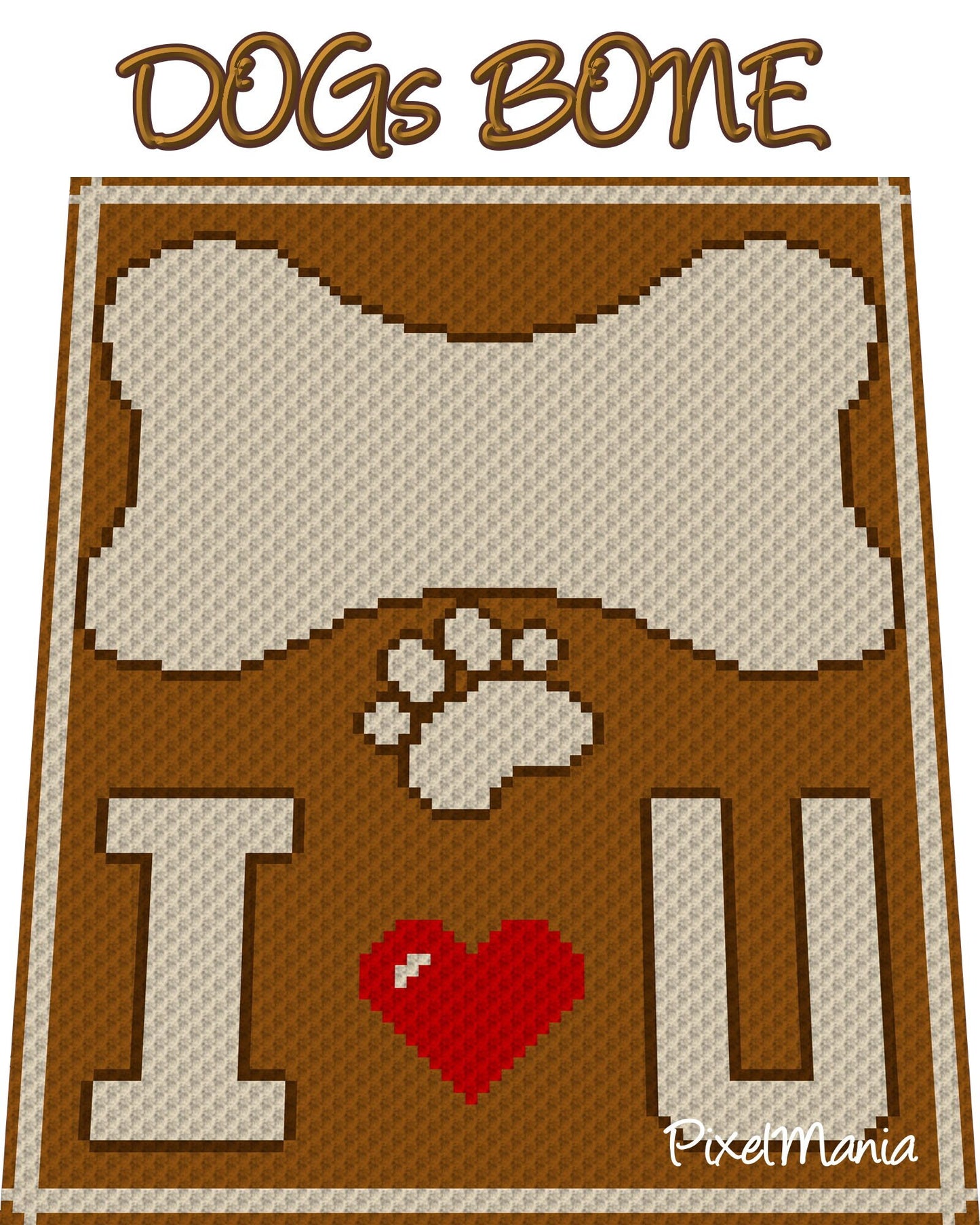 DOG BONES, crochet pattern, graphic for C2C, crochet blanket corner to corner, with written & color block instructions