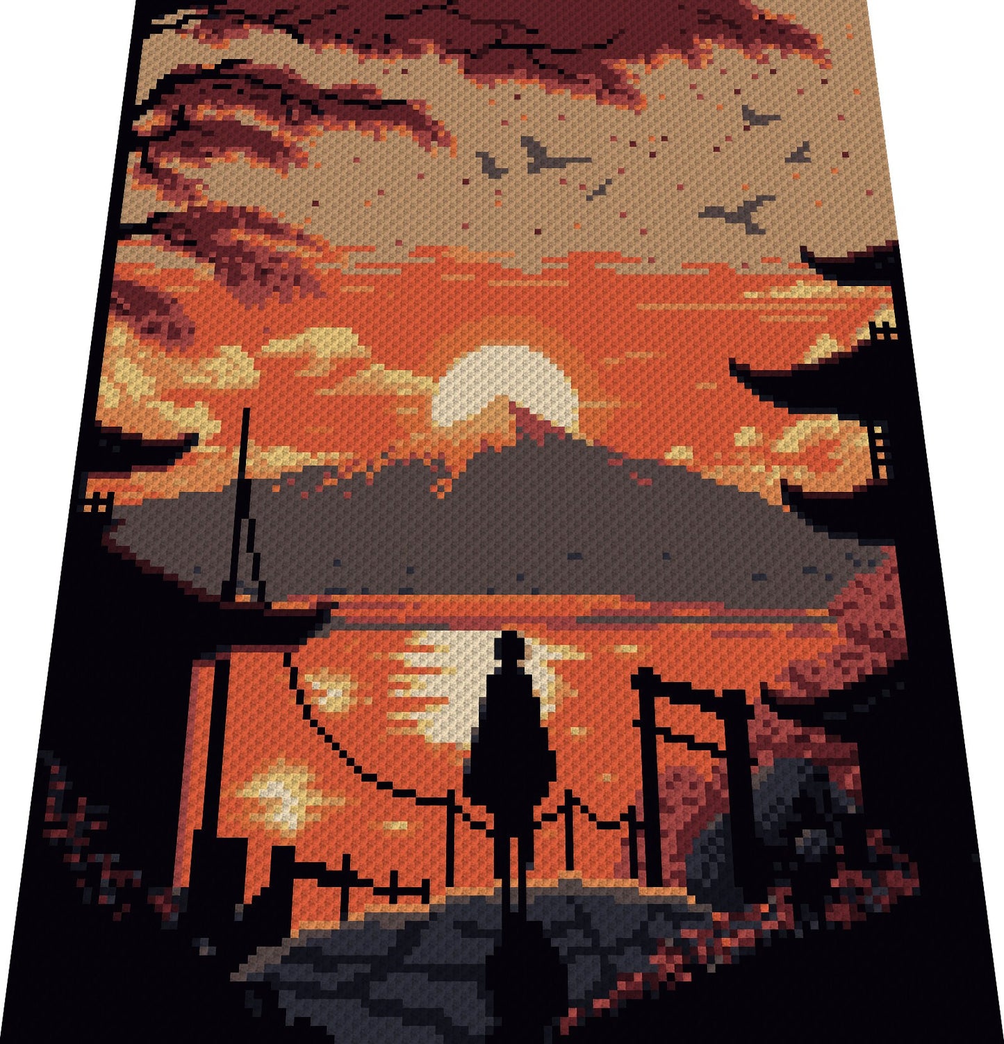 JAPANISCHER SONNENUNTERGANG, Grafik für C2C Häkeldecke