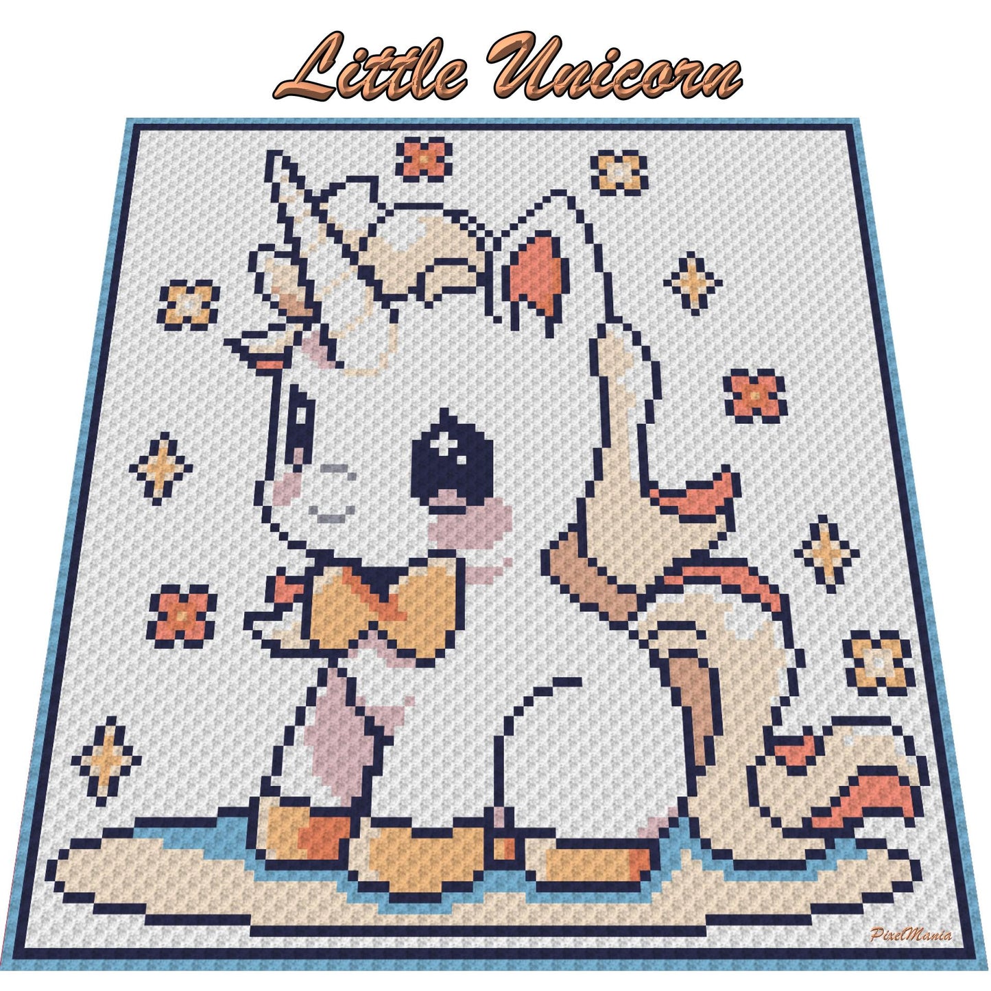 EINHORN, Grafik für C2C Häkeldecke, LITTLE UNICORN