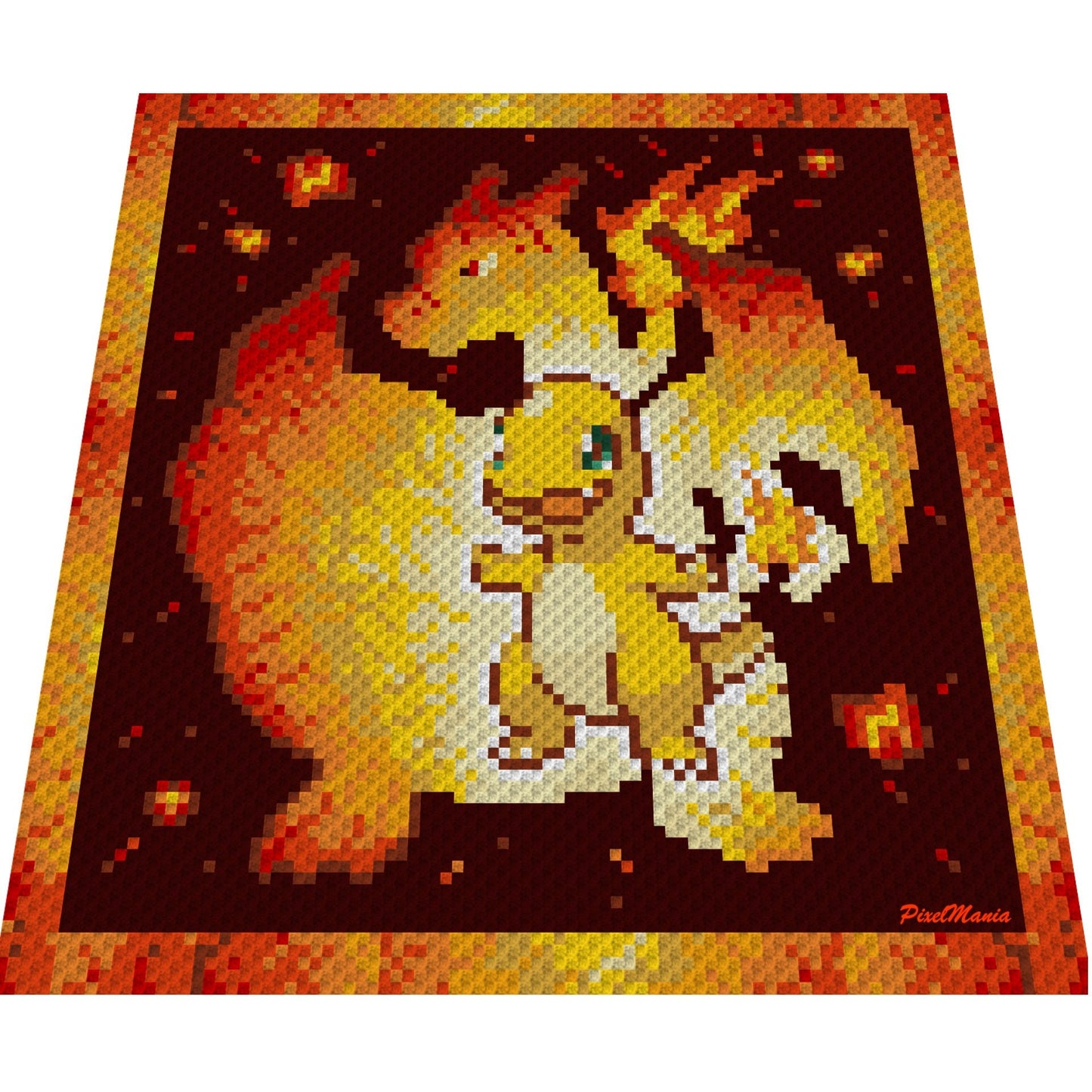 GLUMANDA in GLURAK SILHOUETTE - Pokémon inspirierte c2c - Häkelmuster