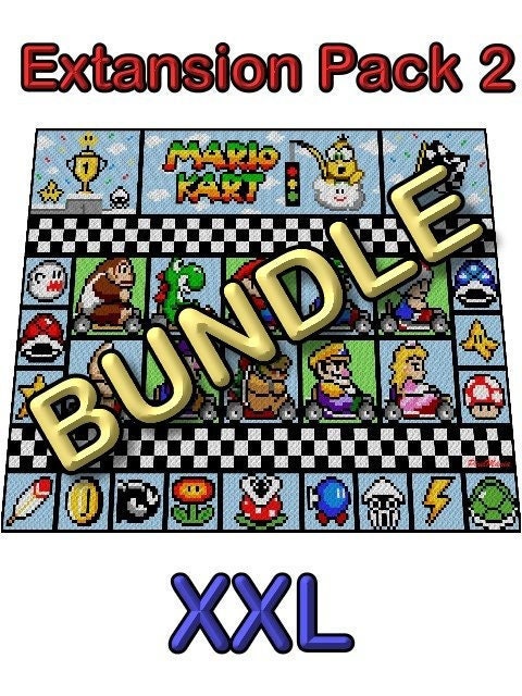 BUNDLE - MARiO KART- XXL Decke - Super Mario inspirierte XXL-Decke, Häkelmuster, Grafik für c2c, Häkeldecke Super Mario, Gamerdecke