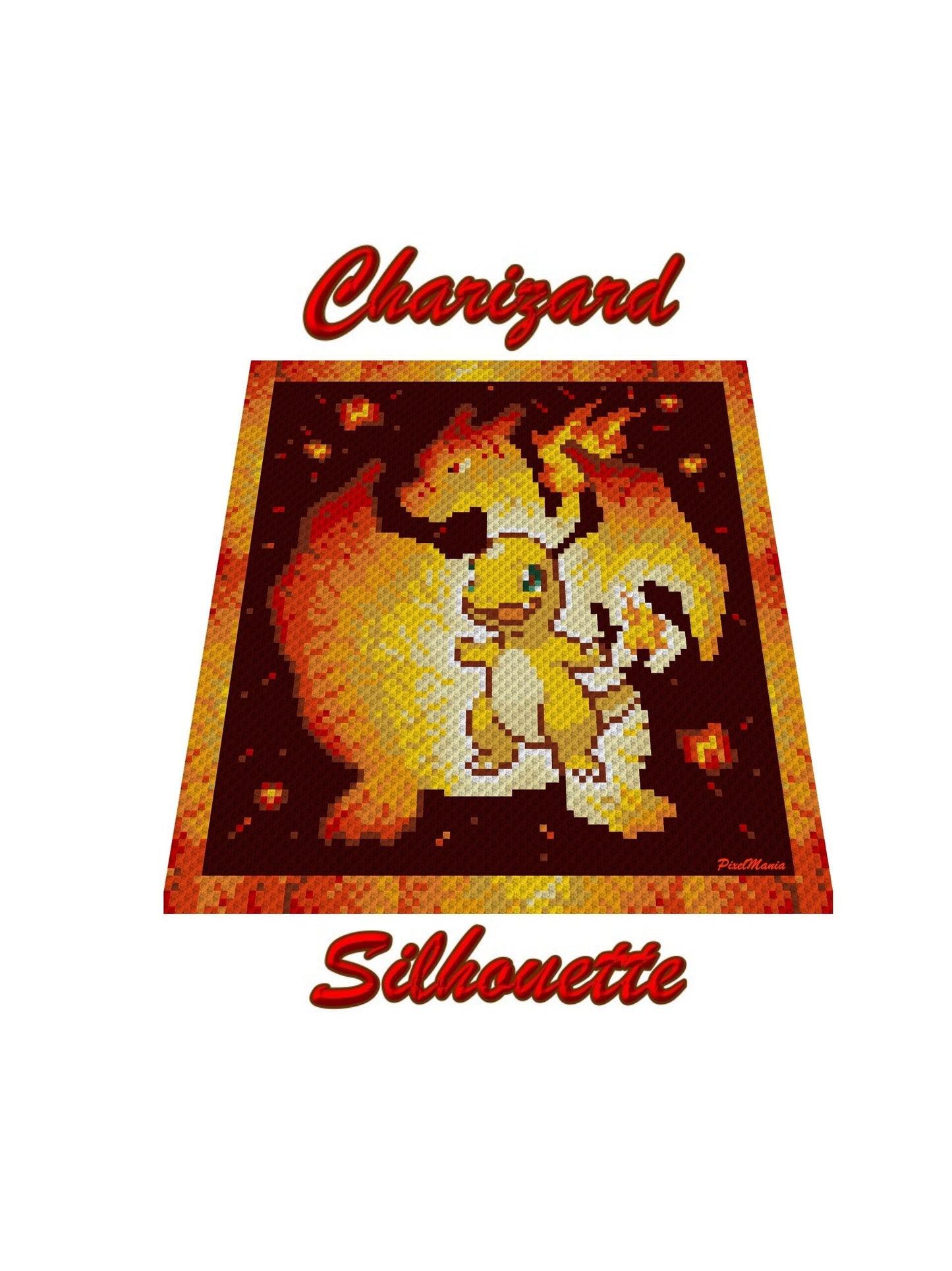 GLUMANDA in GLURAK SILHOUETTE - Pokémon inspirierte c2c - Häkelmuster