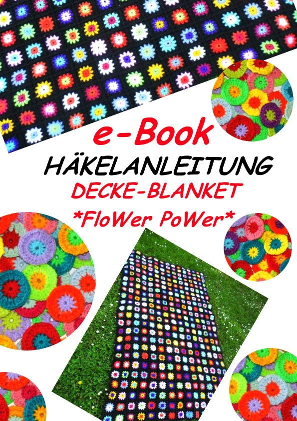 e-Book *Blanket - Blanket FloWer PoWer* Crochet pattern, pdf file, crochet blanket, Granny Square,