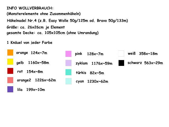4 liTTle MONSTERS 2, FM crochet pattern, graphic for Fm with written and color-block instructions