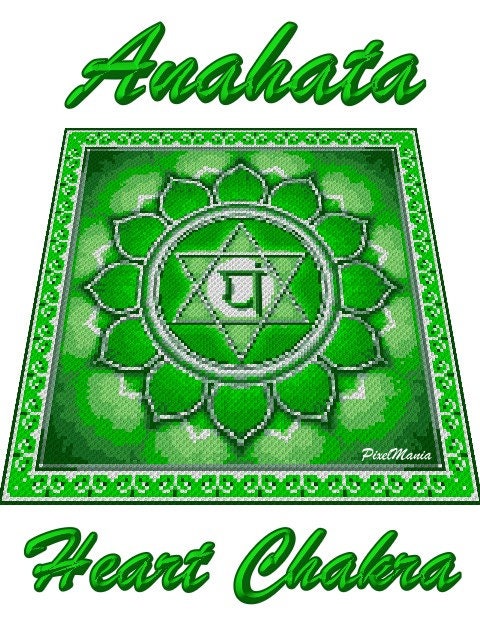ANAHATA - Herz Chakra -Grafik für C2C Häkeldecke Ecke zu Ecke, Häkelmuster mit geschriebener & Farb-Block Anleitung