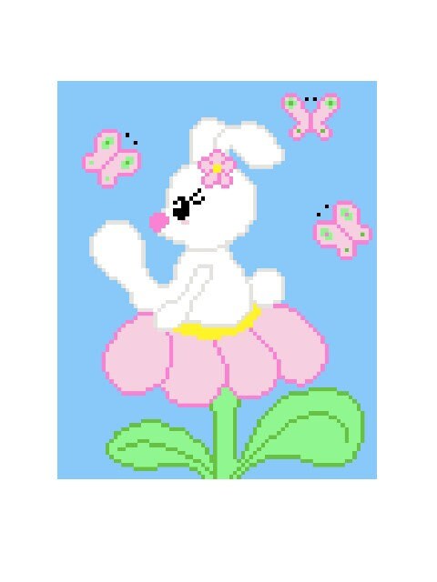 BUNNY SUE - HASE, Häkelmuster, Grafik für C2C, Häkeldecke Ecke zu Ecke, mit geschriebener & Farb-Block Anleitung