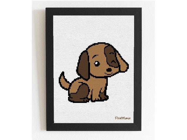 Hund - Puppy modernes KREUZSTICH MUSTER - Tierbild, Hundestickbild, Welpe