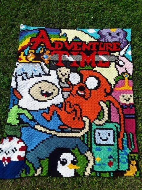 Adventure Time dOOdle inspirierte Decke, Häkelmuster, Grafik für C2C, Häkeldecke Ecke zu Ecke, mit geschriebener Anleitung