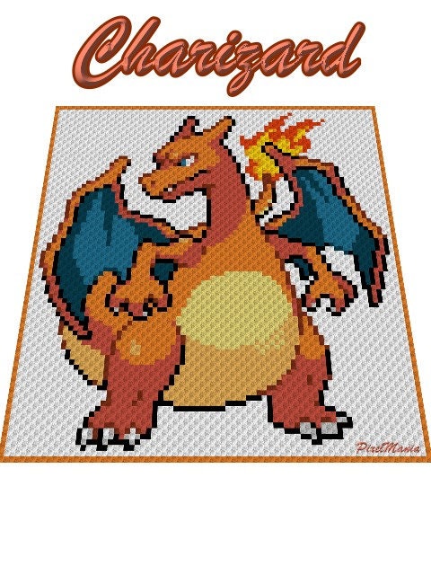 BUNDLE - Glumanda, Glutexo, Glurak - POKÉMON inspirierte C2C - Häkelmuster