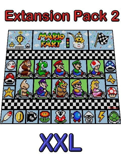 EXTANSiON Pack 2 - MARiO KART- XXL Decke - Super Mario inspirierte XL-Decke, Häkelmuster, Grafik für c2c, Häkeldecke Super Mario, Gamerdecke