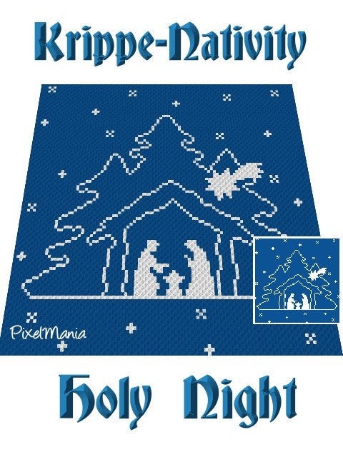 KRIPPE, Häkelmuster, Grafik für C2C, Häkeldecke Ecke zu Ecke, mit geschriebener & Farb-Block Anleitung