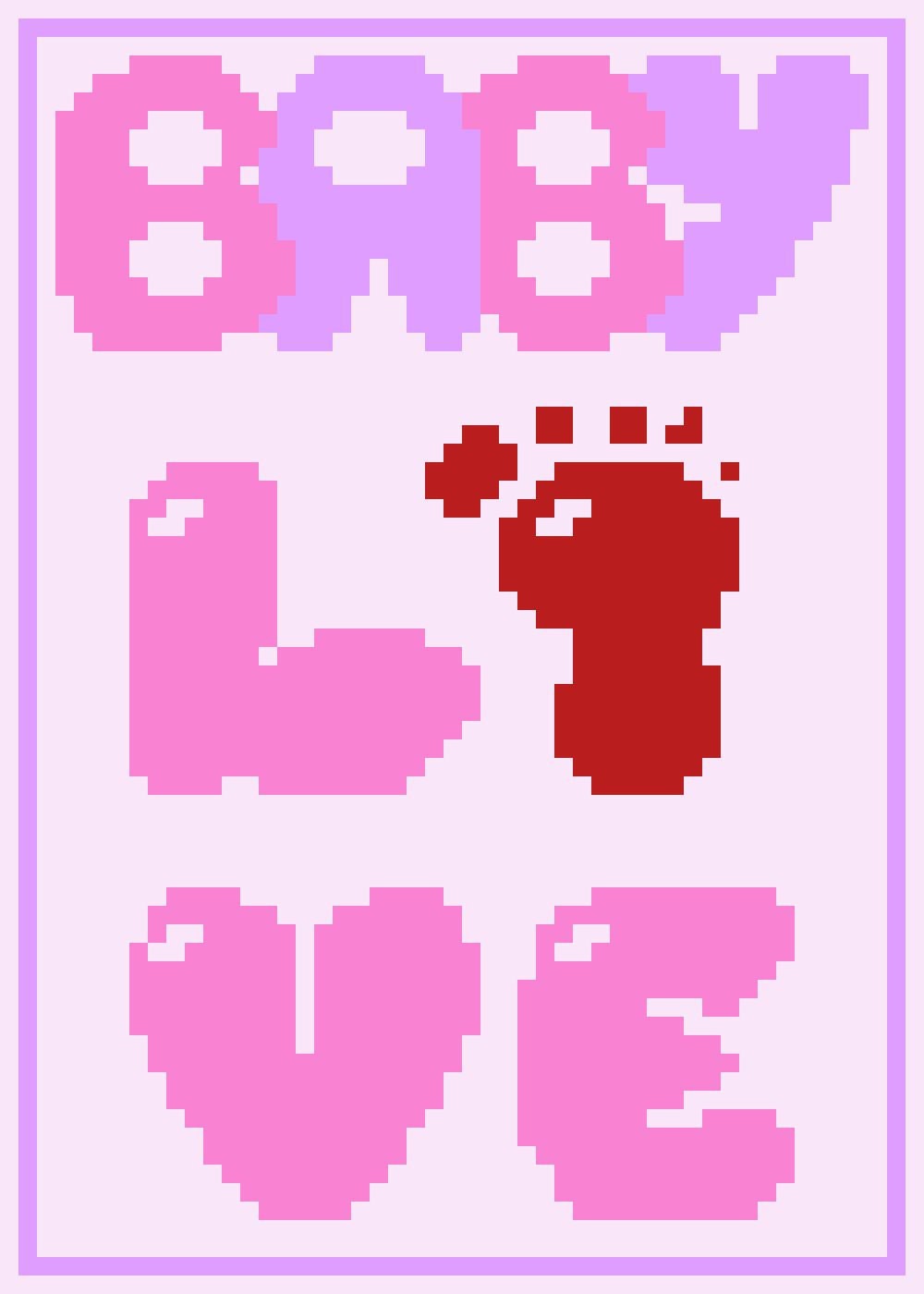 BABY LOVE GirL, Häkelmuster, Grafik für Fm, Häkeldecke feste Maschen, tunesisch, Stäbchen, mit geschriebener & Farb-Block Anleitung