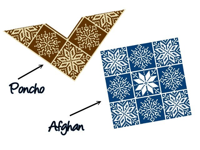 13 SCHNEEFLOCKEN - Häkelmuster, Grafik für C2C, Häkeldecke, Kissen, Poncho, Schal, Tasche Ecke zu Ecke, geschriebene & Farb-Block Anleitung
