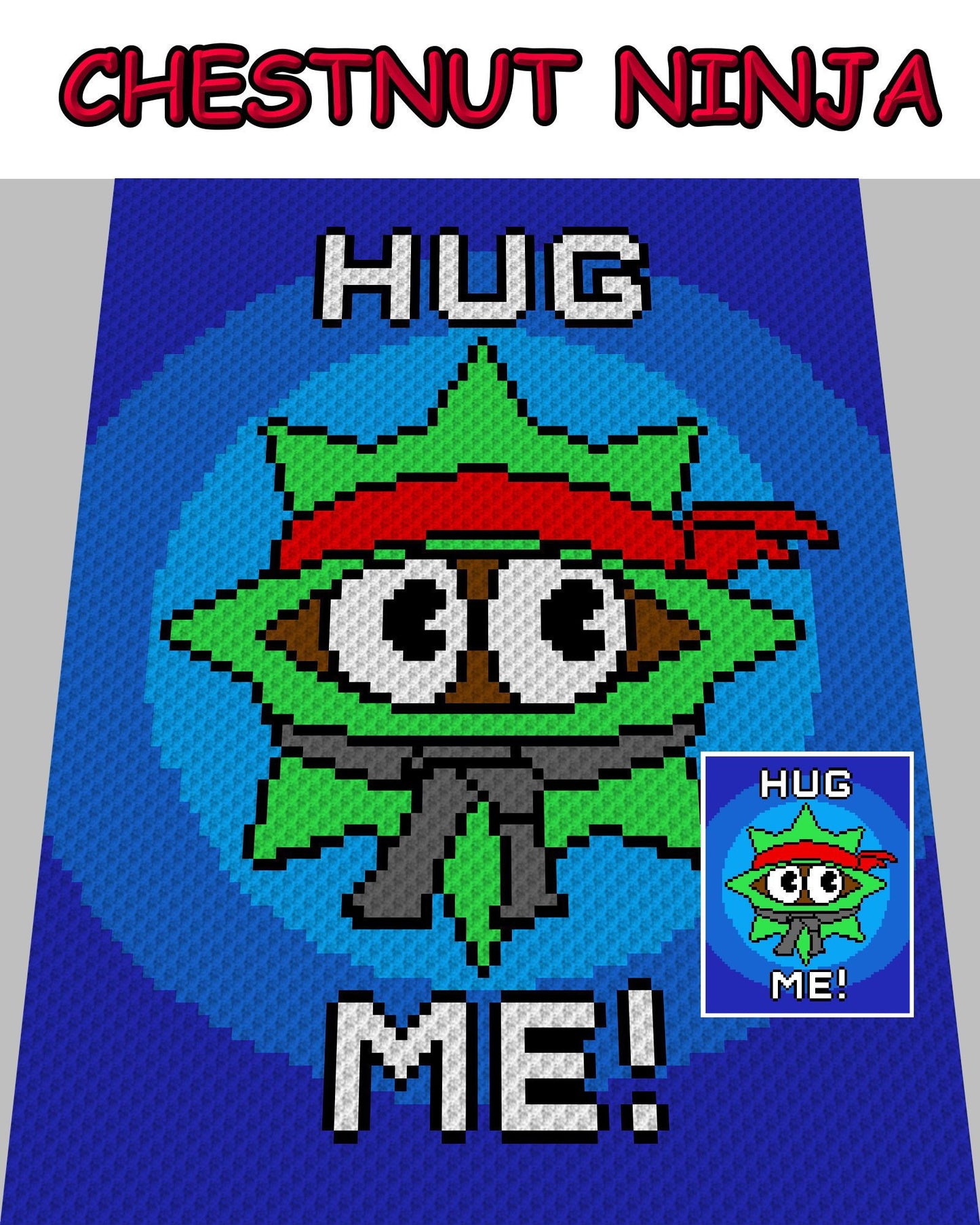ChestNUT NINJA, Häkelmuster, Grafik für C2C, Häkeldecke Ecke zu Ecke, mit Anleitung