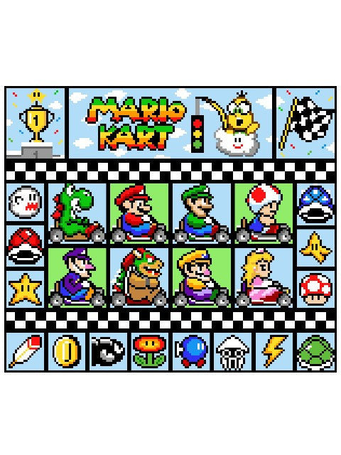 EXTANSiON Pack 1 - MARiO KART- XL Decke - Super Mario inspirierte XL-Decke, Häkelmuster, Grafik für c2c, Häkeldecke Super Mario, Gamerdecke