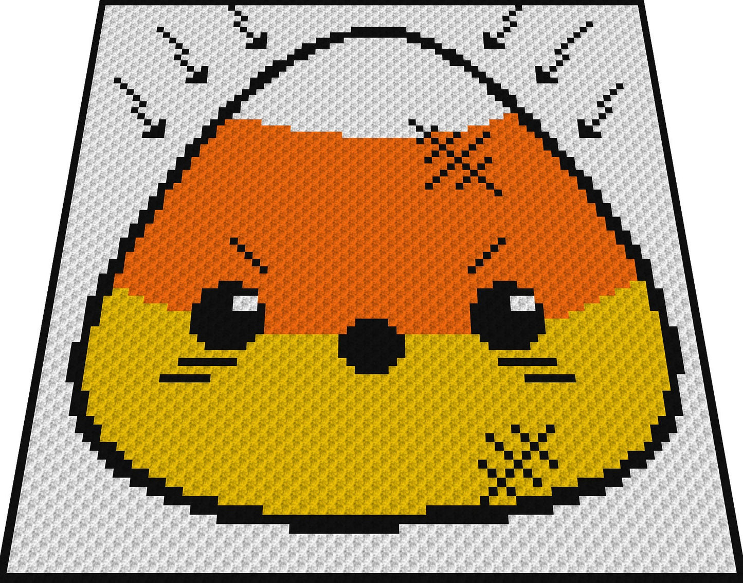 CAN-GRY CORN - Häkelmuster, Grafik für C2C, Häkeldecke Ecke zu Ecke, mit geschriebener & Farb-Block Anleitung Zuckerhut, Halloween