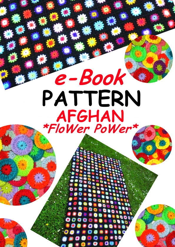 e-Book *Blanket - Blanket FloWer PoWer* Crochet pattern, pdf file, crochet blanket, Granny Square,