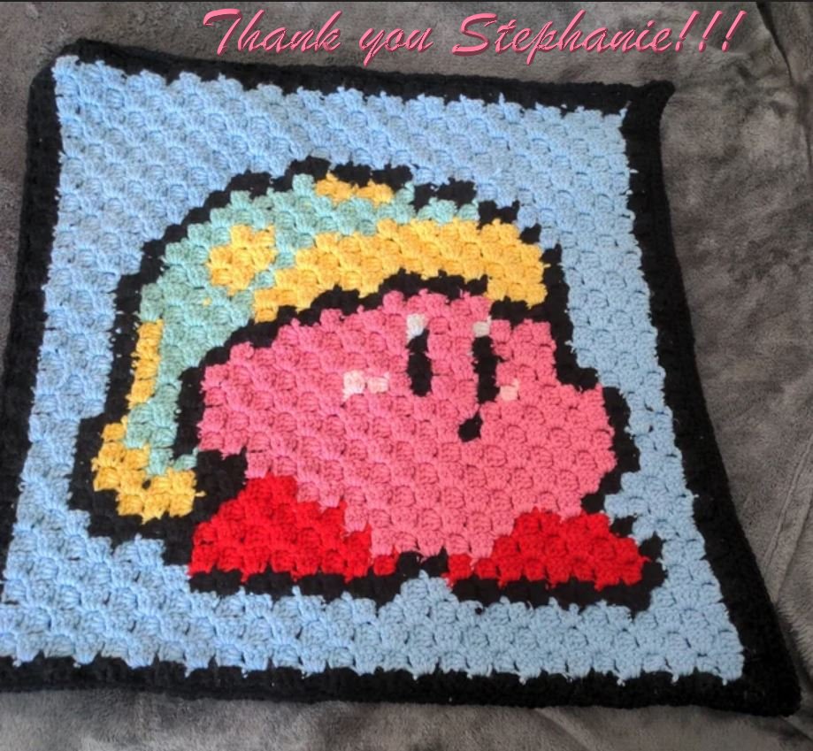 KIRBY - Häkelmuster, Grafik für C2C, Häkeldecke od Kissen Ecke zu Ecke, mit geschriebener Anleitung