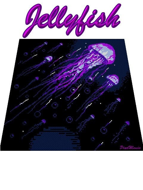 QUALLEN - JELLYFISH, Grafik für C2C Häkeldecke